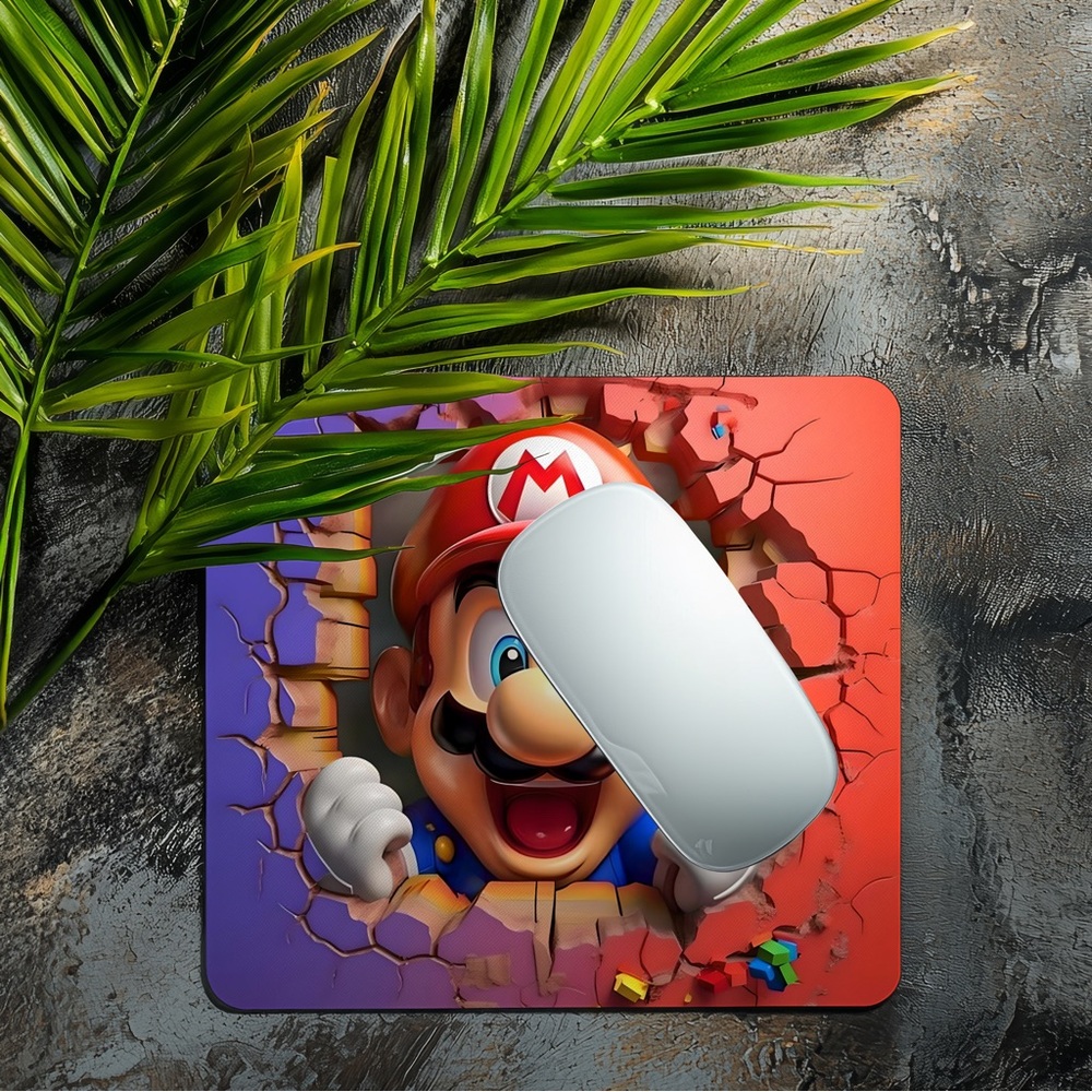Hand Crafted Red and Purple Cartoon Character Mouse Pad
